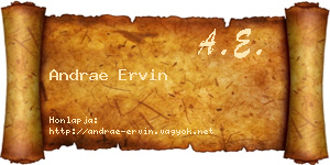 Andrae Ervin névjegykártya